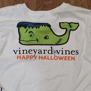 Vineyard Vines Festive Frankenwhale Halloween White Long Sleeve Tee Shirt. XL